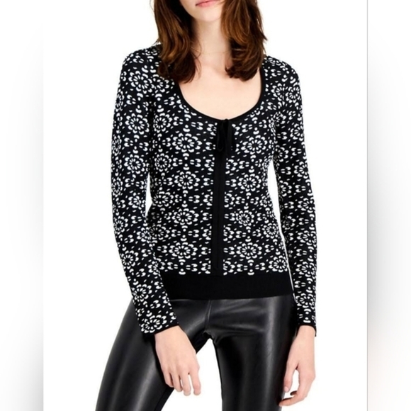 INC International Concepts Sweaters - INC Black & White Flower Sweater​